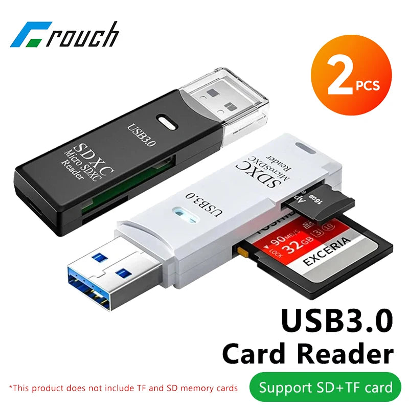 2PCS 2-In-1 USB 3.0 Card Reader Micro SD TF Memory Card Reader USB Flash Drive Cardreader Adapter for PC Laptops Accessories