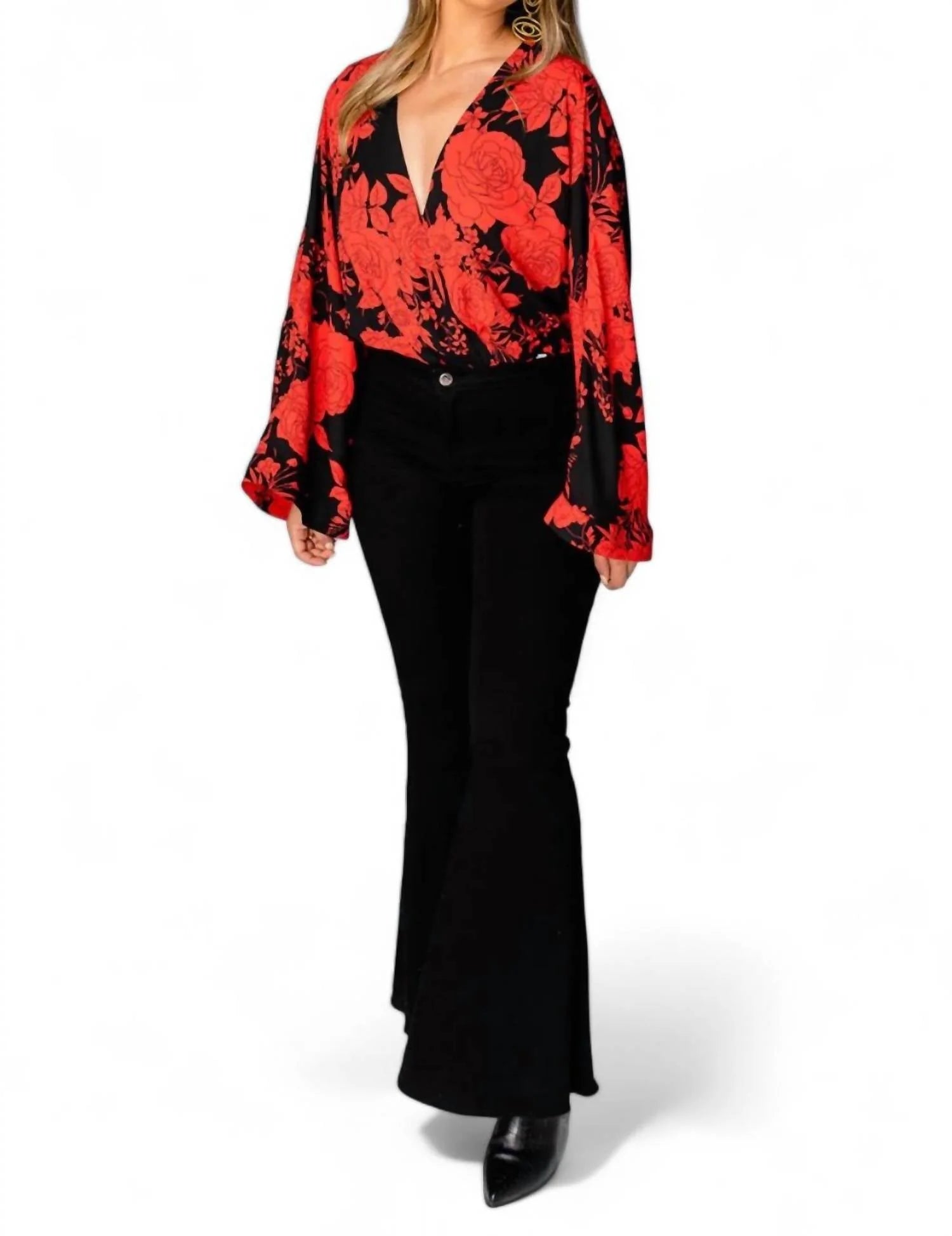 Ariana Kimono Sleeve Bodysuit in Dahlia