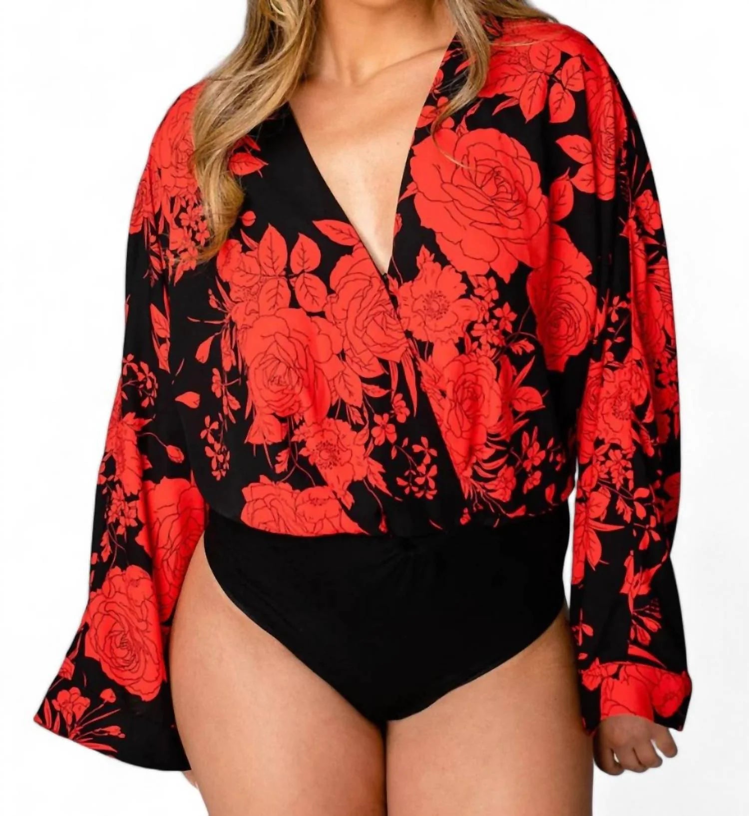 Ariana Kimono Sleeve Bodysuit in Dahlia